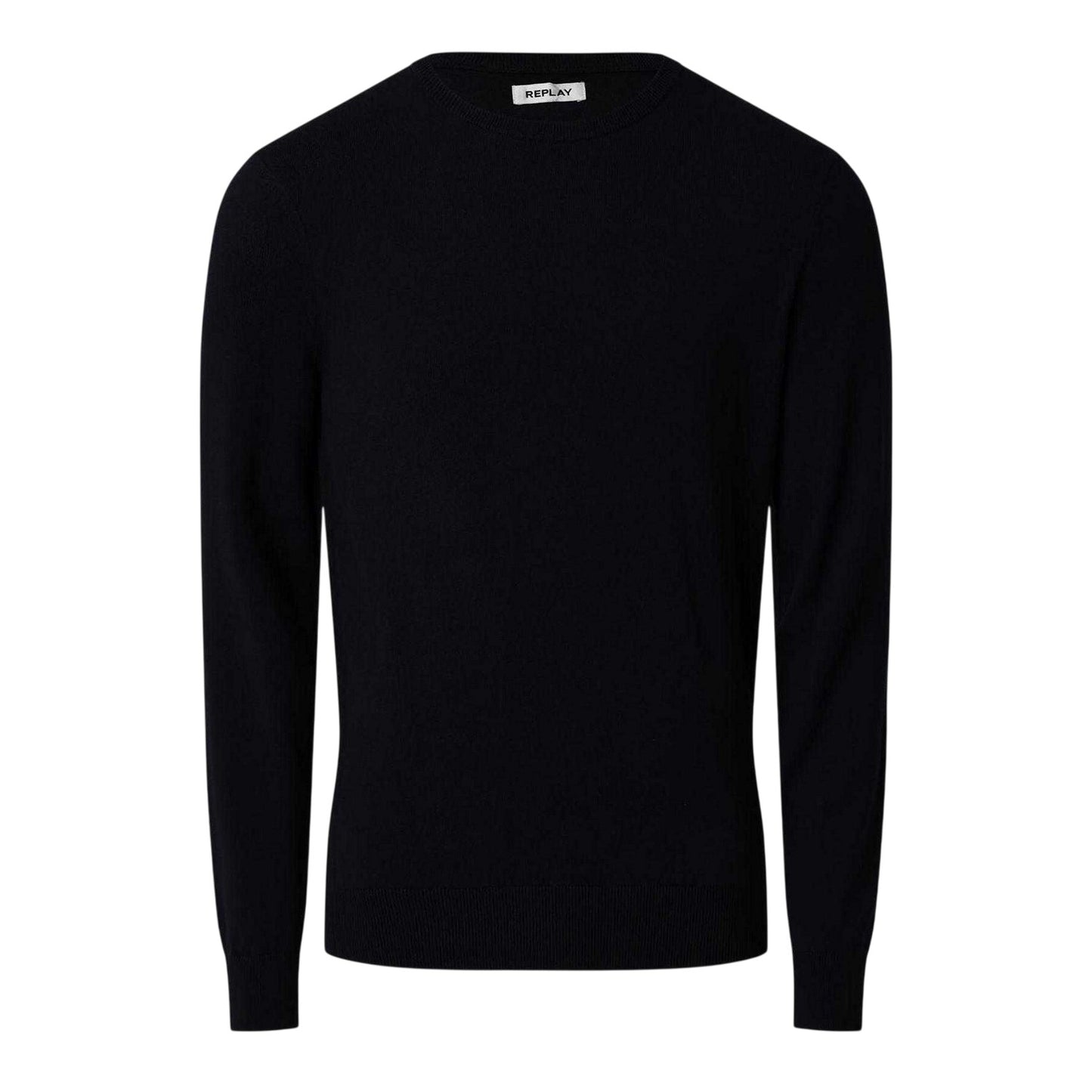 Blue - Front - Replay Mens Cotton Blend Crew Neck Jumper