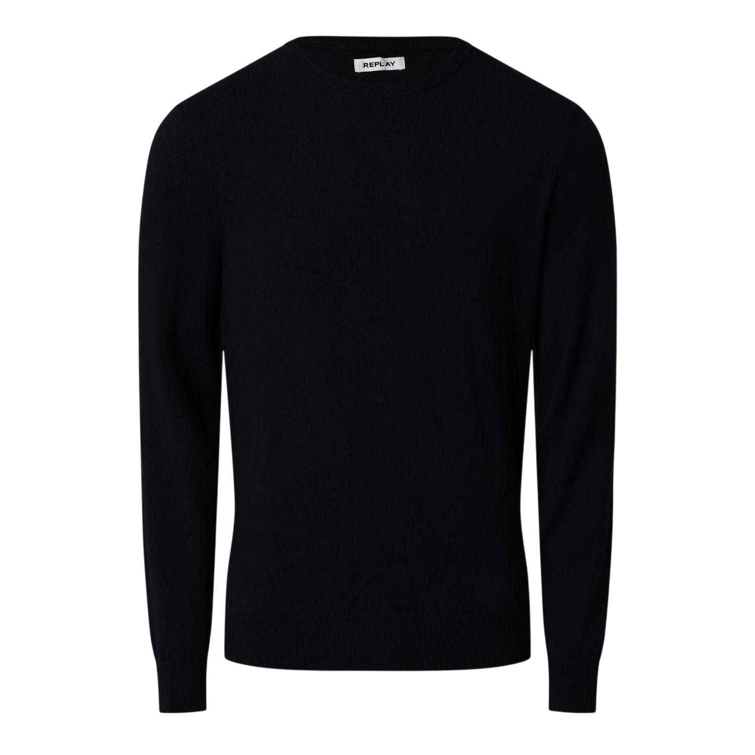 Blue - Front - Replay Mens Cotton Blend Crew Neck Jumper