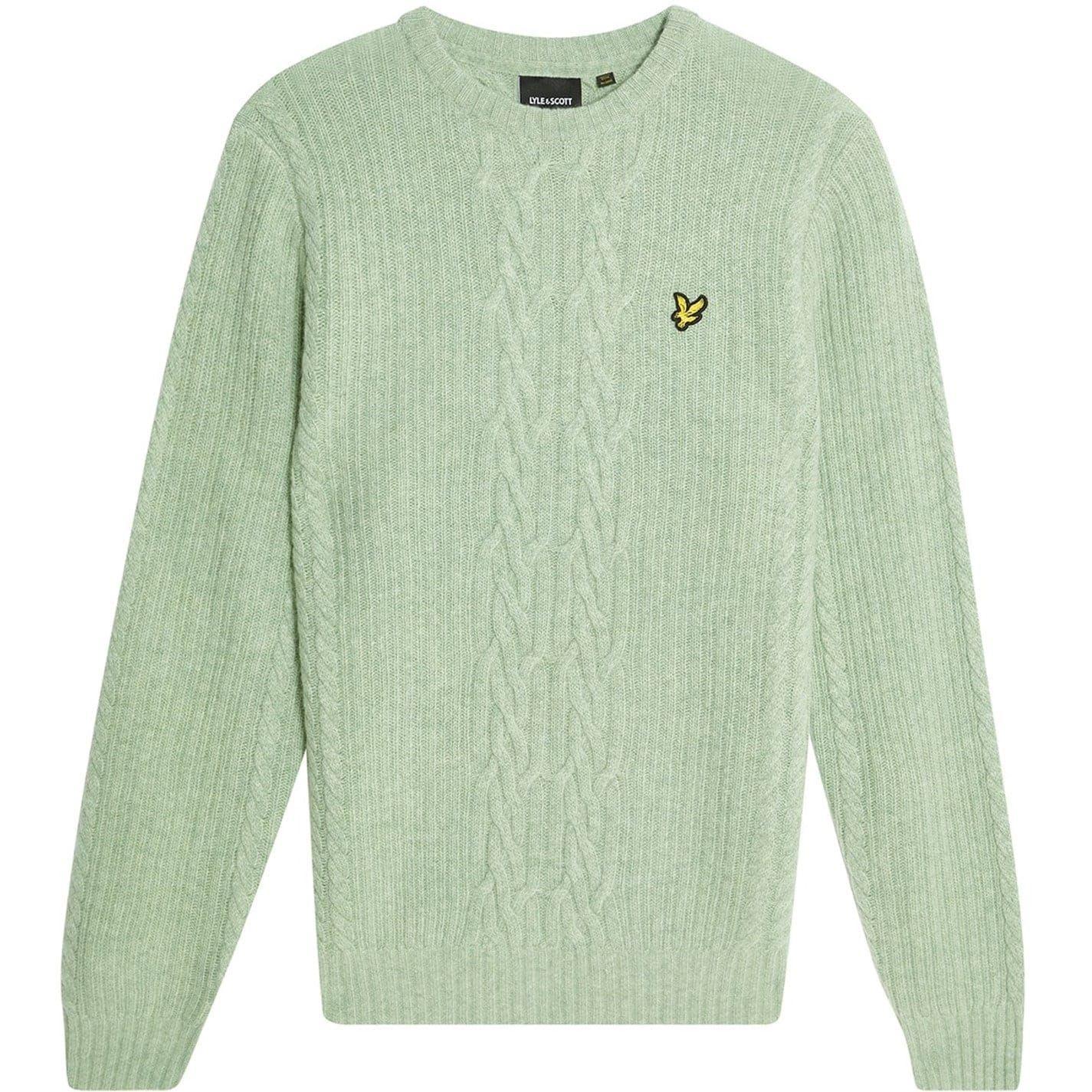 Mint Marl - Back - Lyle & Scott Mens Embroidered Logo Crew Neck Jumper