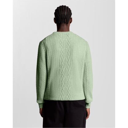 Mint Marl - Side - Lyle & Scott Mens Embroidered Logo Crew Neck Jumper