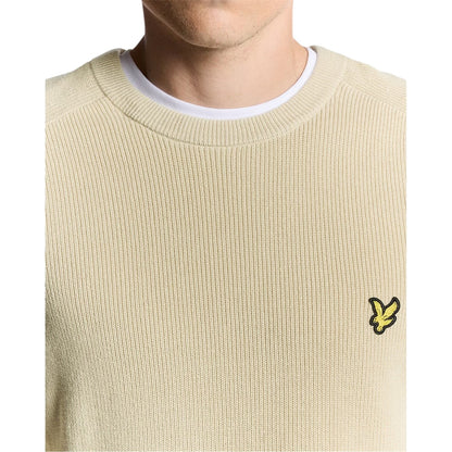 Grey Taupe - Side - Lyle & Scott Mens Ribbed Raglan Jumper
