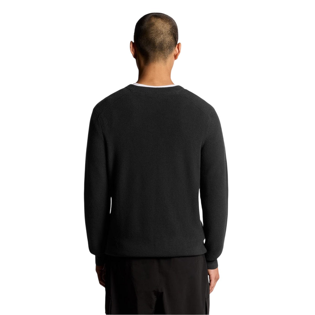 Black Ice - Back - Lyle & Scott Mens Ribbed Raglan Jumper