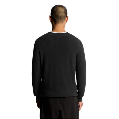 Black Ice - Back - Lyle & Scott Mens Ribbed Raglan Jumper