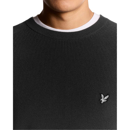 Black Ice - Side - Lyle & Scott Mens Ribbed Raglan Jumper