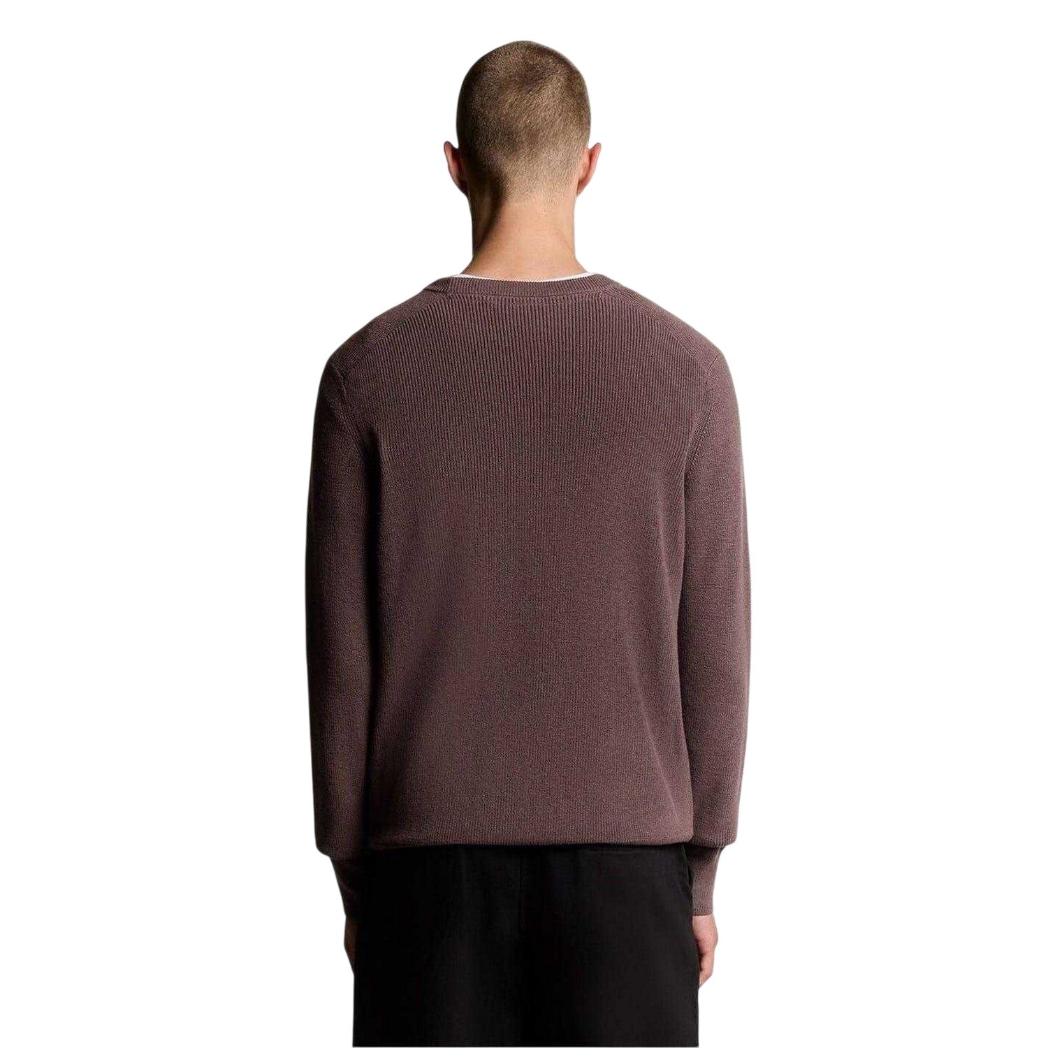 Espresso - Back - Lyle & Scott Mens Ribbed Raglan Jumper