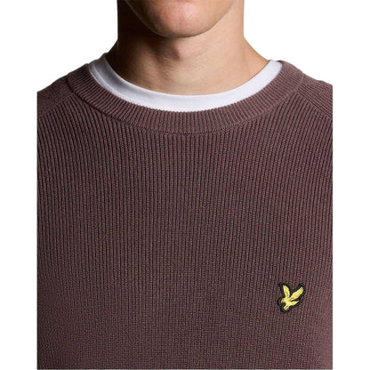 Espresso - Side - Lyle & Scott Mens Ribbed Raglan Jumper