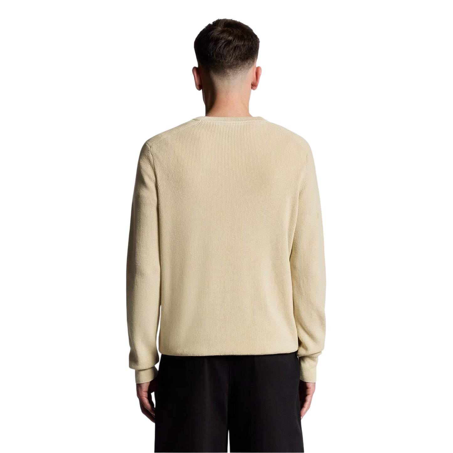 Grey Taupe - Back - Lyle & Scott Mens Ribbed Raglan Jumper