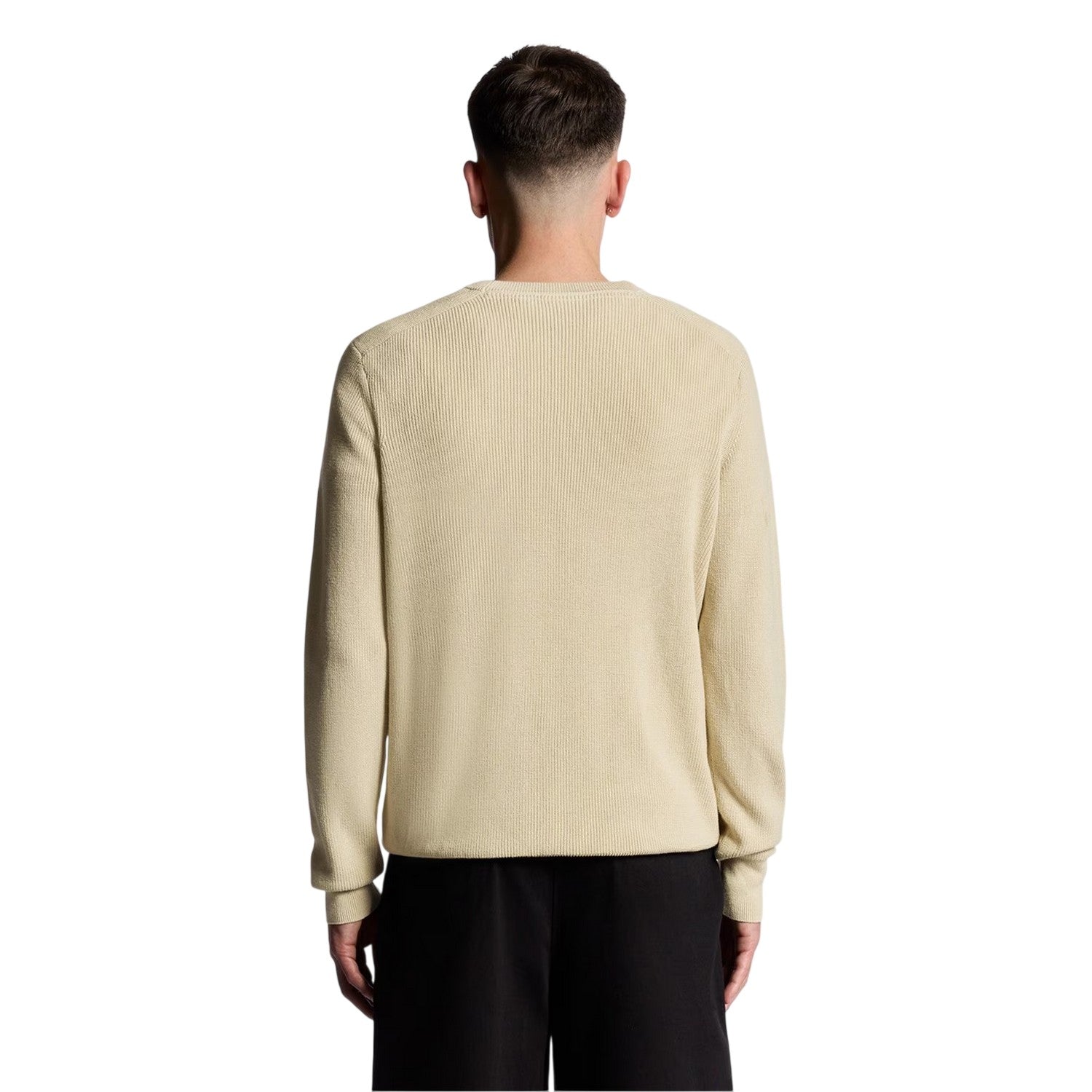 Grey Taupe - Back - Lyle & Scott Mens Ribbed Raglan Jumper