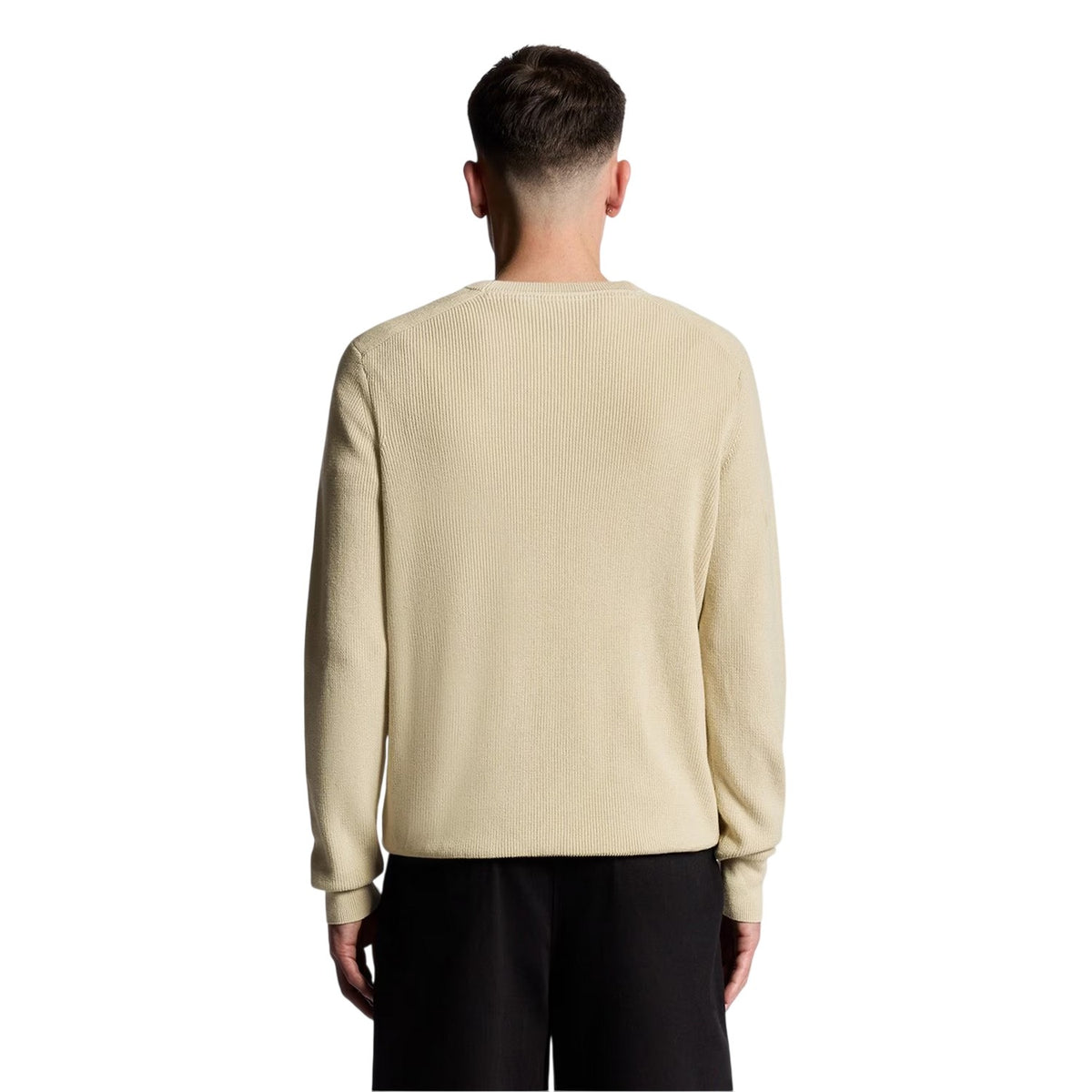 Grey Taupe - Back - Lyle & Scott Mens Ribbed Raglan Jumper