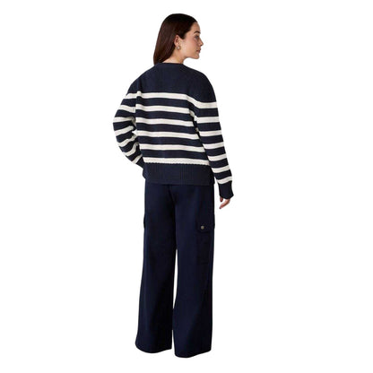 Navy - Back - Finery Womens-Ladies Serena Striped Sweater Top