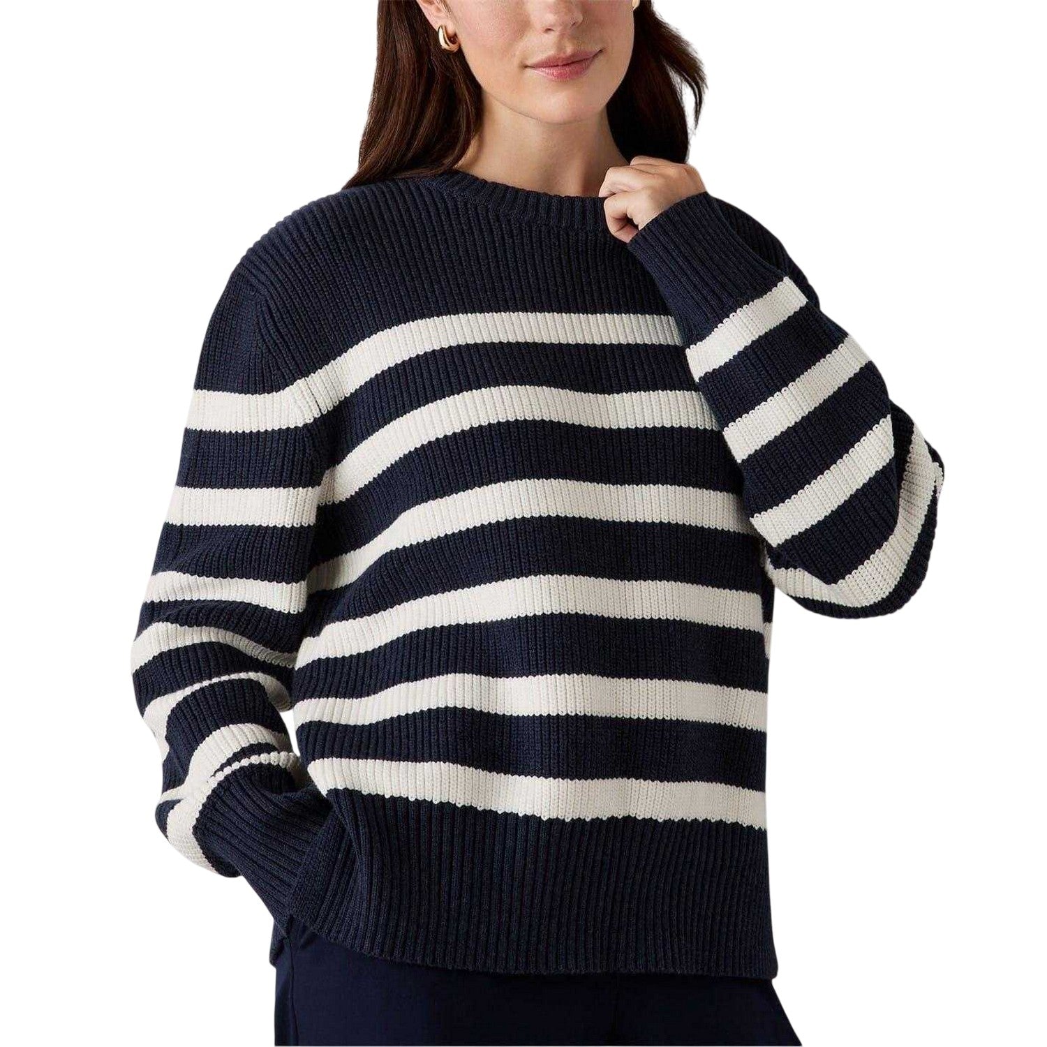 Navy - Side - Finery Womens-Ladies Serena Striped Sweater Top