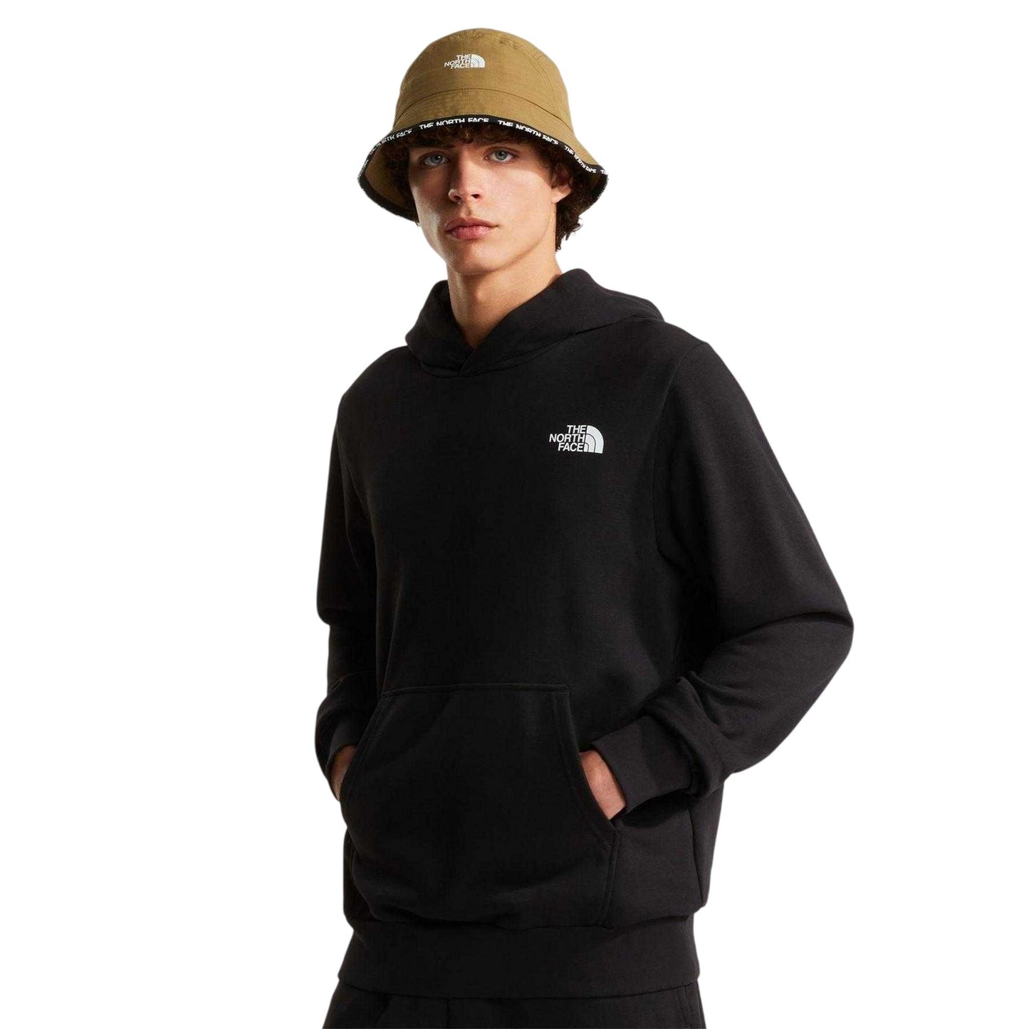 Black - Side - The North Face Mens Graphic Print Cotton Relaxed Fit Hoodie