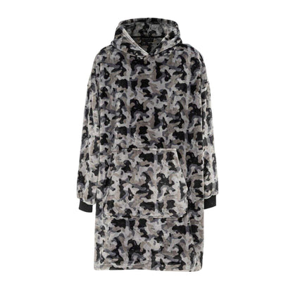 Grey Camo - Front - Howick Mens Camouflage Oversized Hoodie Blanket