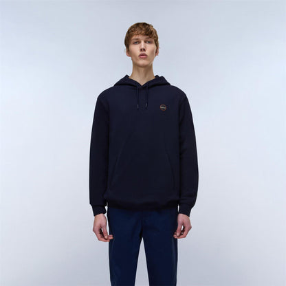 Marine Blue - Side - Napapijri Mens Cotton Long-Sleeved Pullover Hoodie