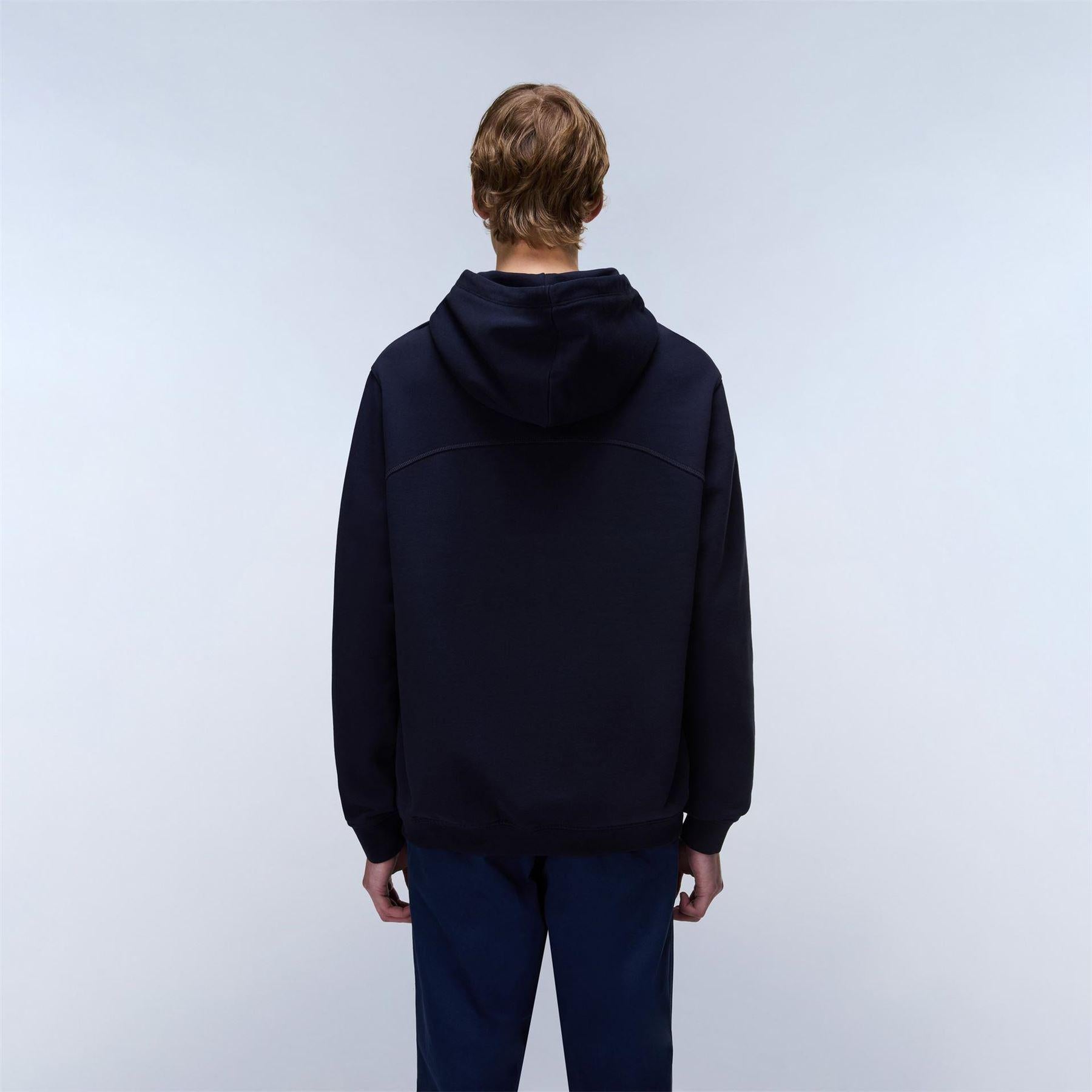 Marine Blue - Lifestyle - Napapijri Mens Cotton Long-Sleeved Pullover Hoodie