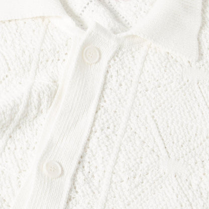 White - Side - Hugo Mens Diamond Knit Cardigan