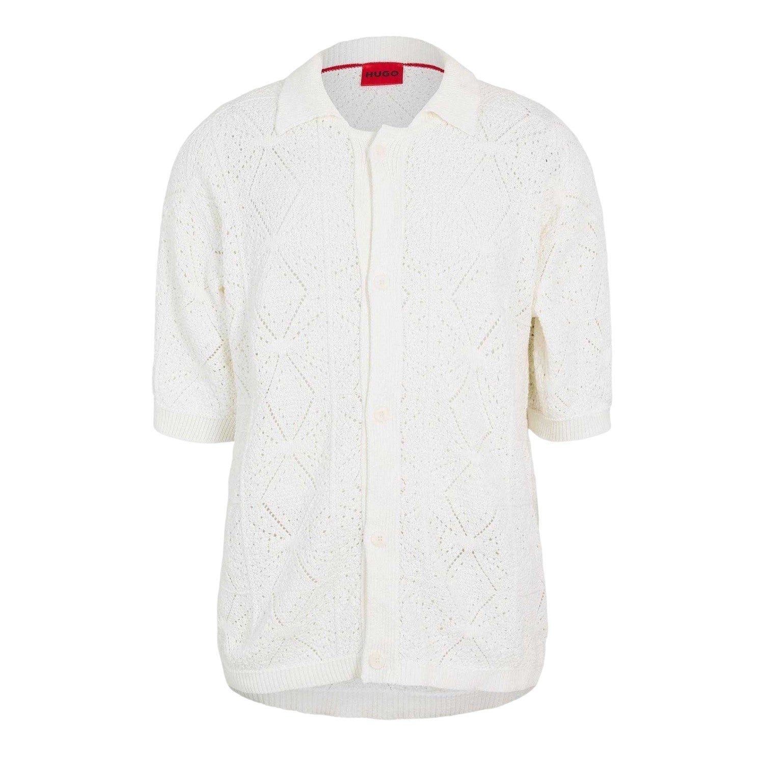 White - Front - Hugo Mens Diamond Knit Cardigan
