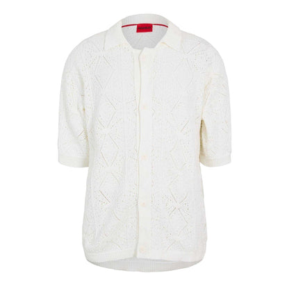 White - Front - Hugo Mens Diamond Knit Cardigan