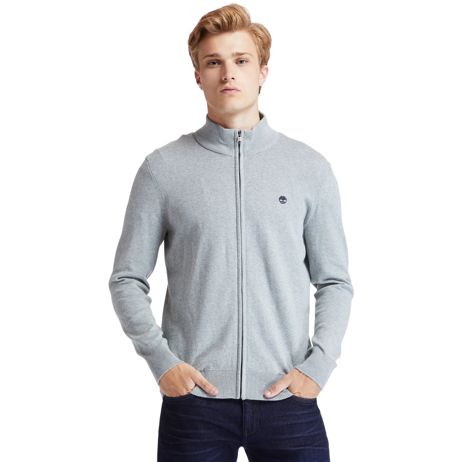 Medium Grey Heather - Side - Timberland Mens Full Zip Regular Sweater Top