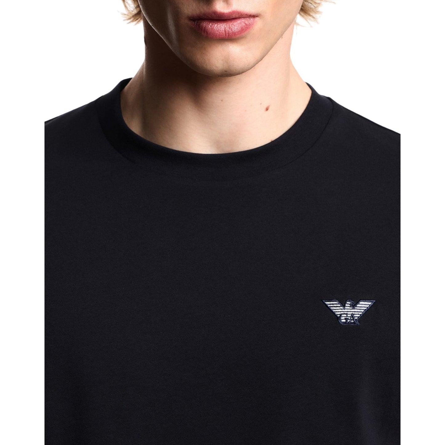 Navy - Side - Emporio Armani EA7 Mens Logo T-Shirt
