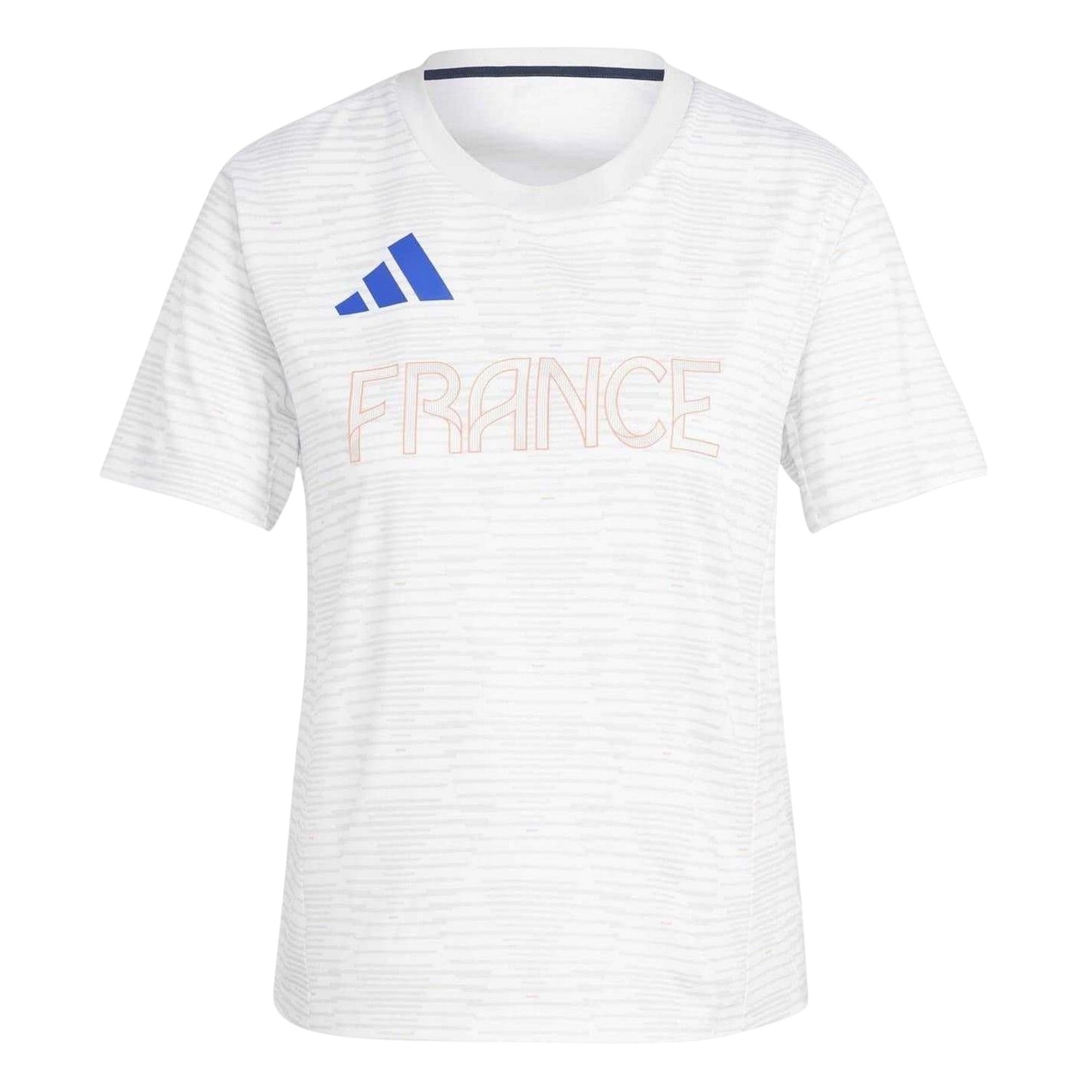 White - Front - Adidas Womens-Ladies France Stripes T-Shirt