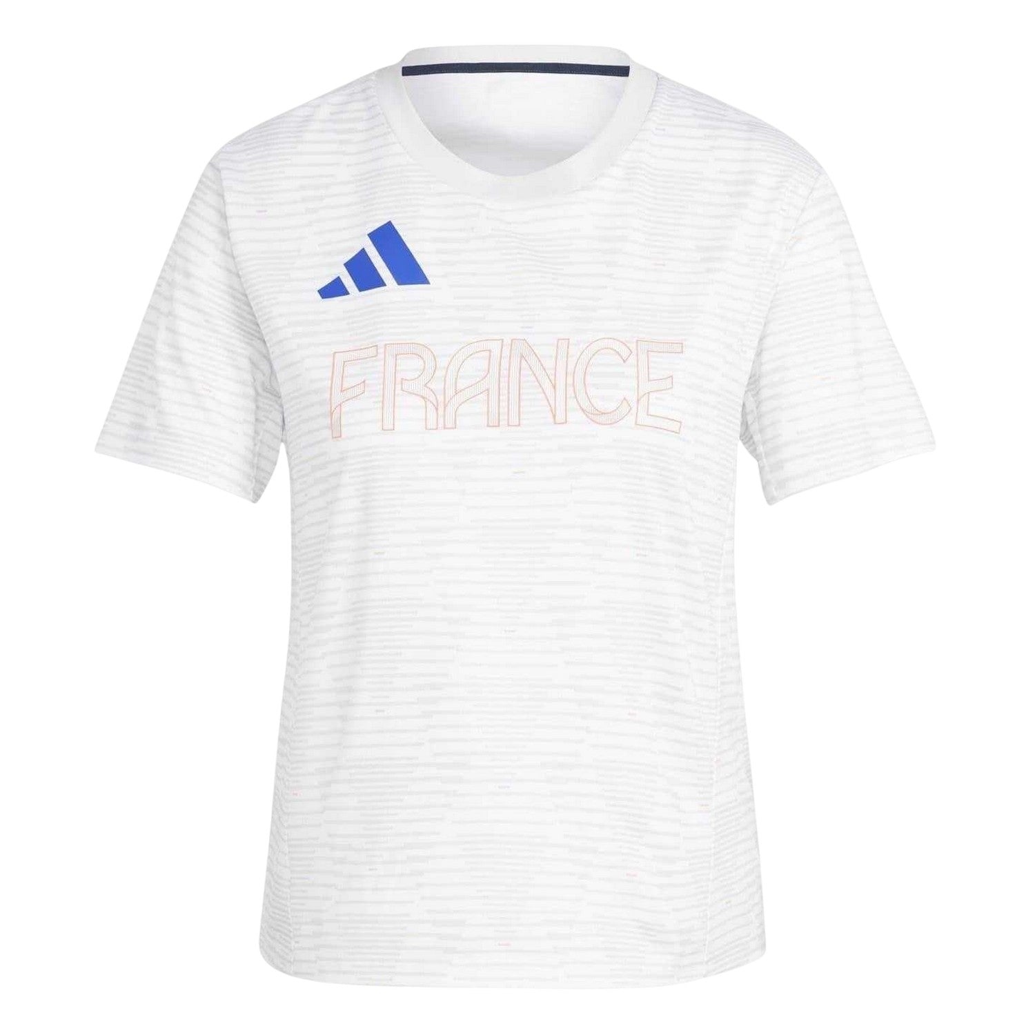 White - Front - Adidas Womens-Ladies France Stripes T-Shirt