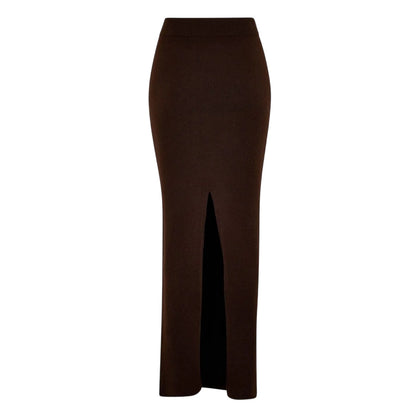 Cocoa - Back - Jack Wills Womens-Ladies Knitted Maxi Skirt
