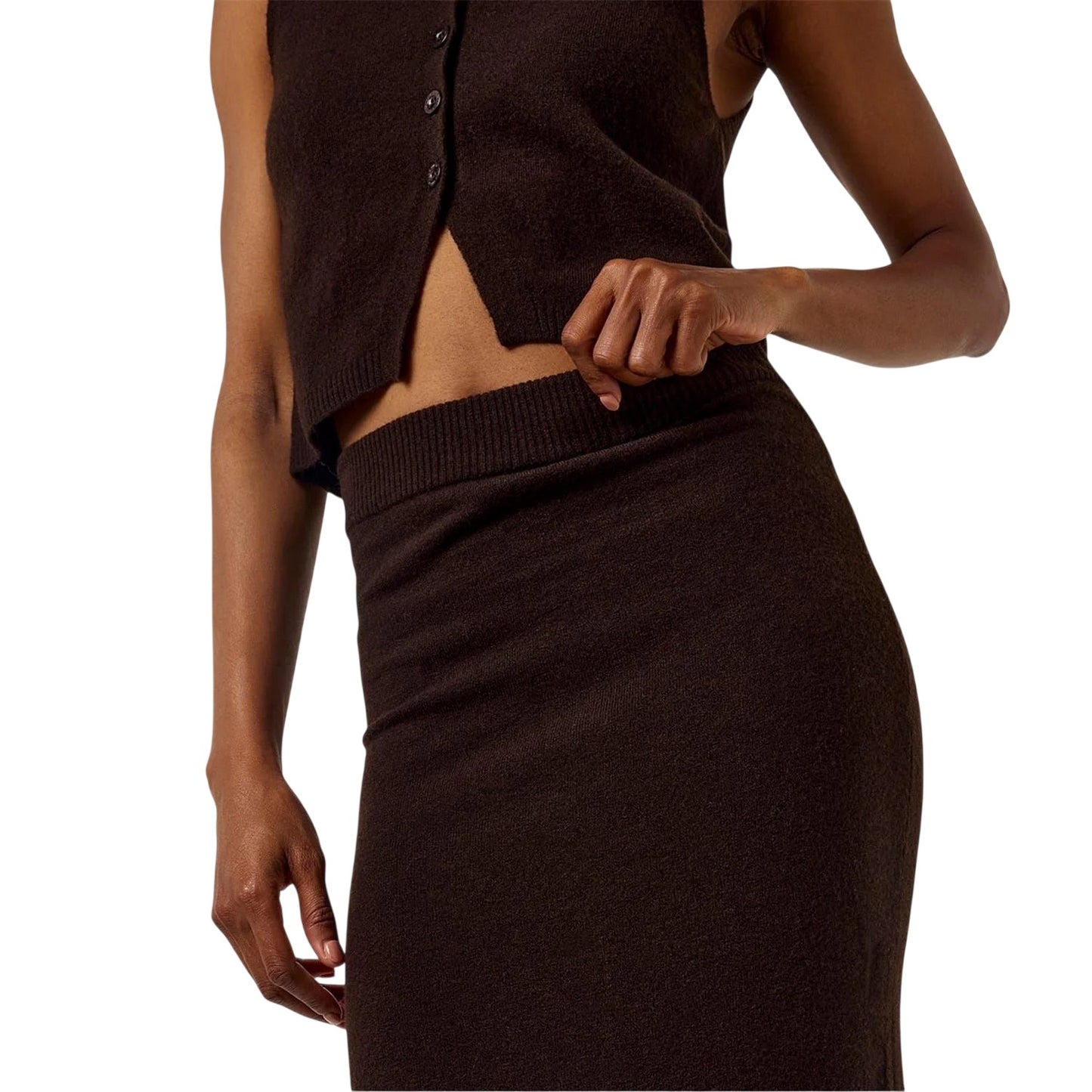Cocoa - Side - Jack Wills Womens-Ladies Knitted Maxi Skirt