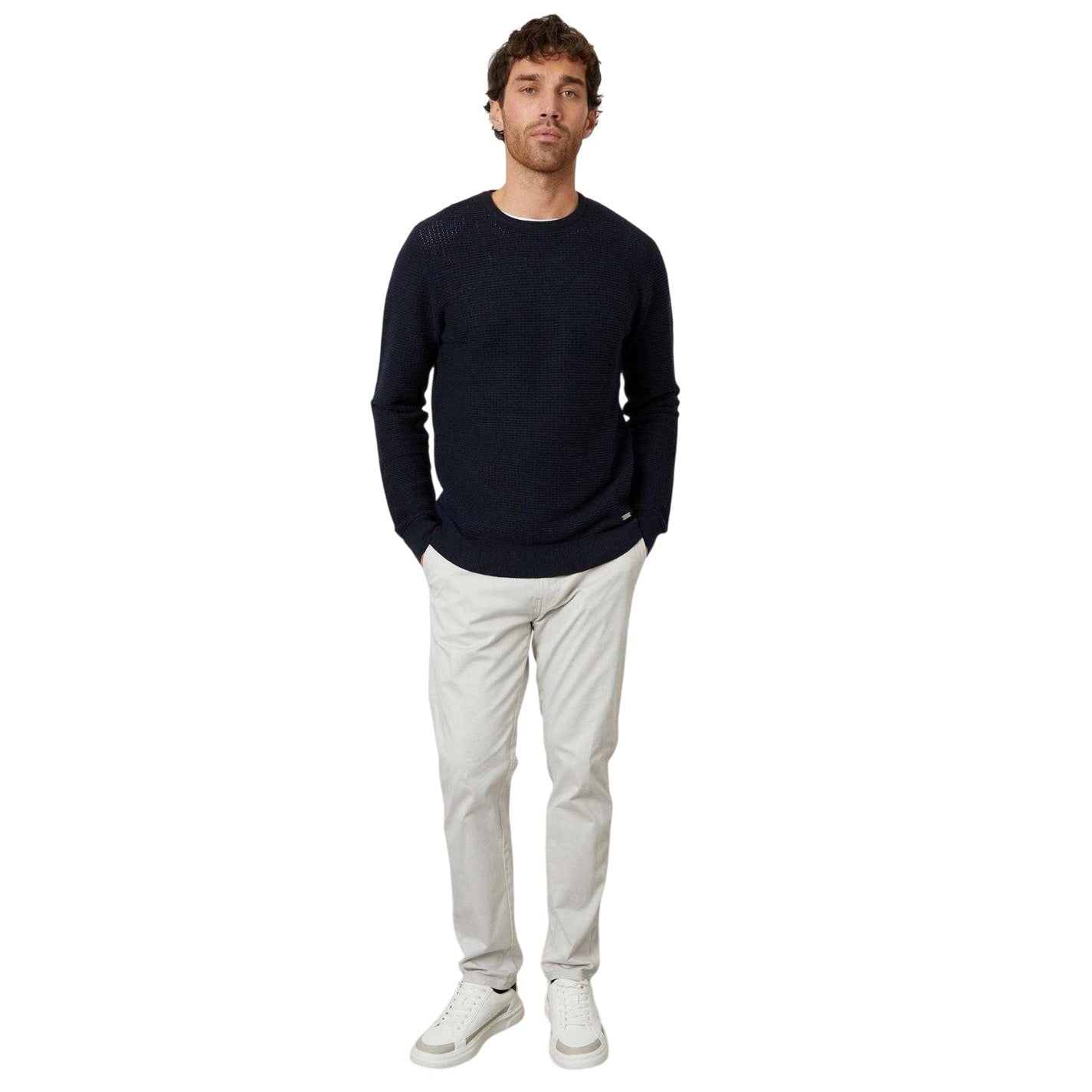 Navy - Lifestyle - Threadbare Mens Yarra Textured Regular Jumper