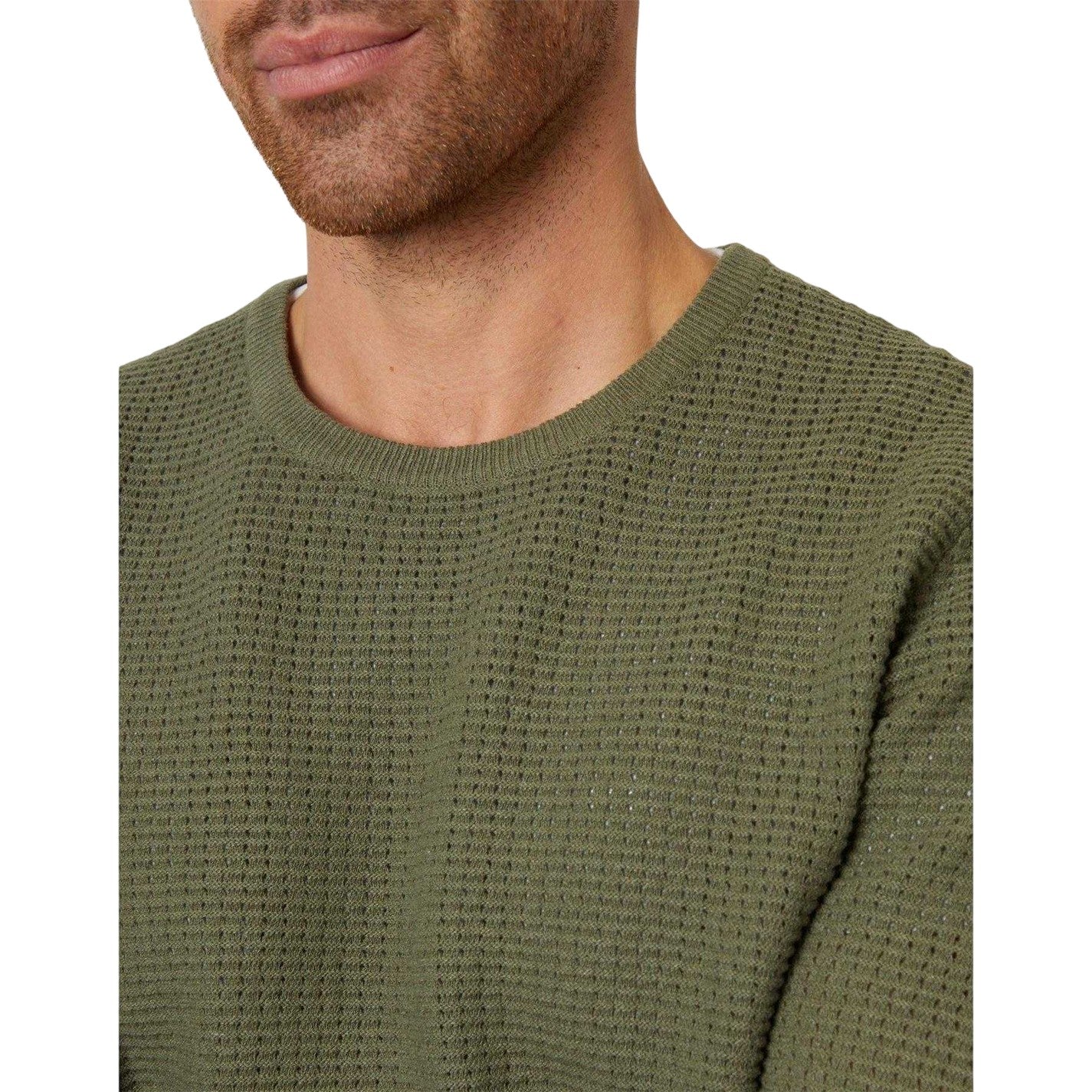 Olive - Side - Threadbare Mens Yarra Textured Regular Jumper