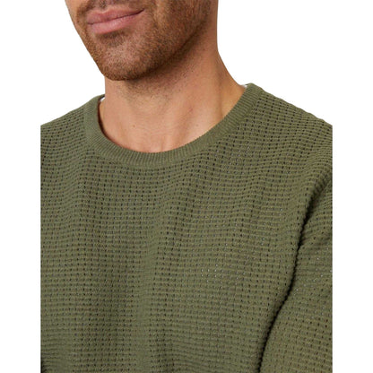 Olive - Side - Threadbare Mens Yarra Textured Regular Jumper