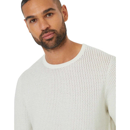 Ecru - Side - Threadbare Mens Yarra Textured Regular Jumper