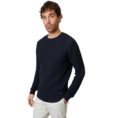 Navy - Front - Threadbare Mens Yarra Textured Regular Jumper