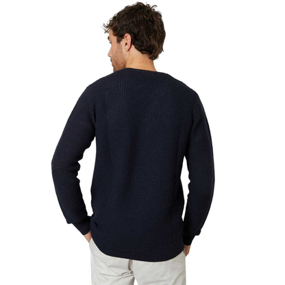 Navy - Back - Threadbare Mens Yarra Textured Regular Jumper