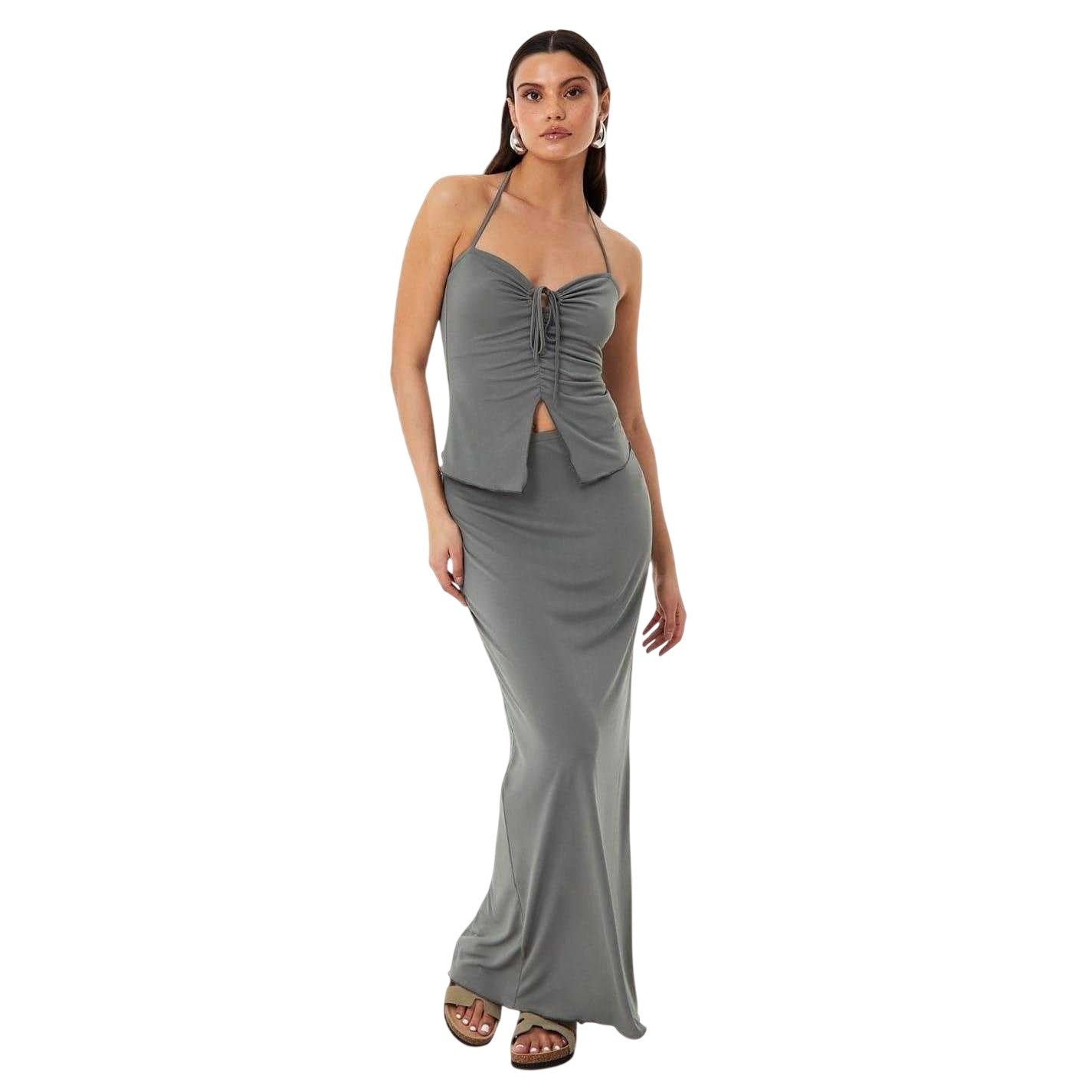 Grey - Lifestyle - Jack Wills Womens-Ladies Back Slit Maxi Skirt