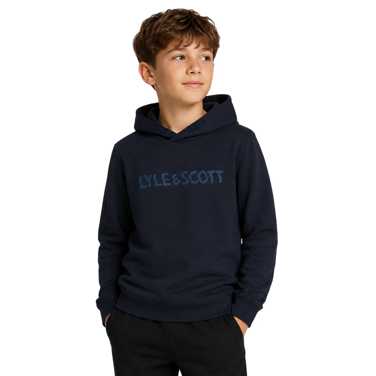Dark Navy - Back - Lyle & Scott Boys Logo Pullover Hoodie