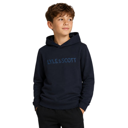 Dark Navy - Back - Lyle & Scott Boys Logo Pullover Hoodie