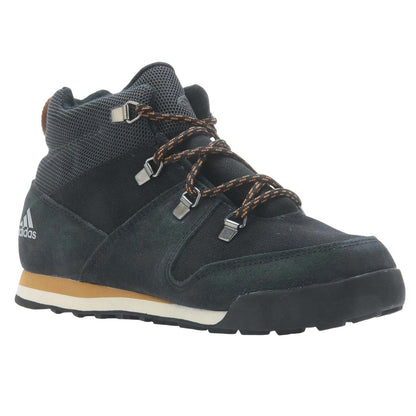 Black - Front - Adidas Childrens-Kids Climawarm Snowpitch Suede Panel Hiking Shoes