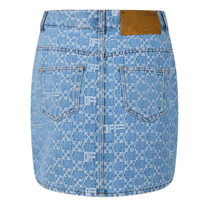 Light Blue - Back - Off White Womens-Ladies Monogram Denim Mini Skirt