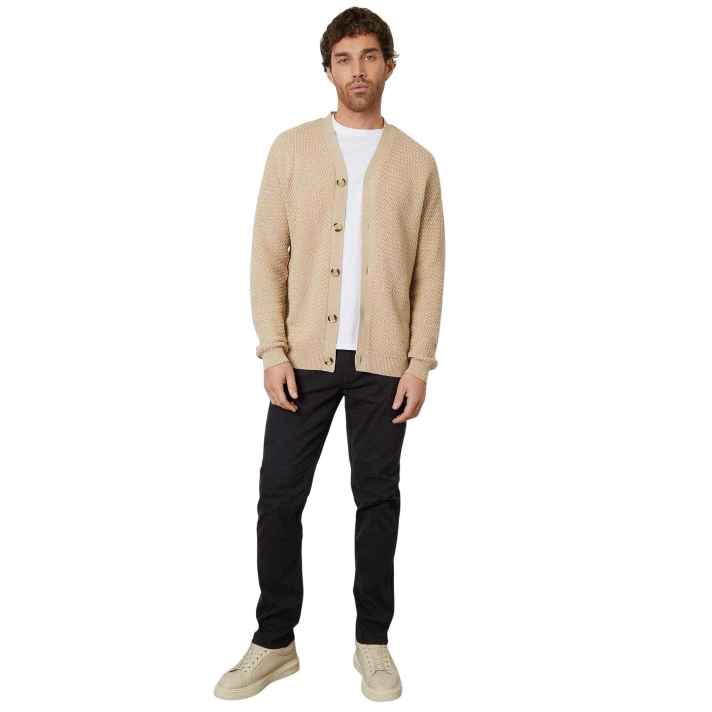 Dijon - Front - Threadbare Mens Textured Knit Buttoned Cardigan