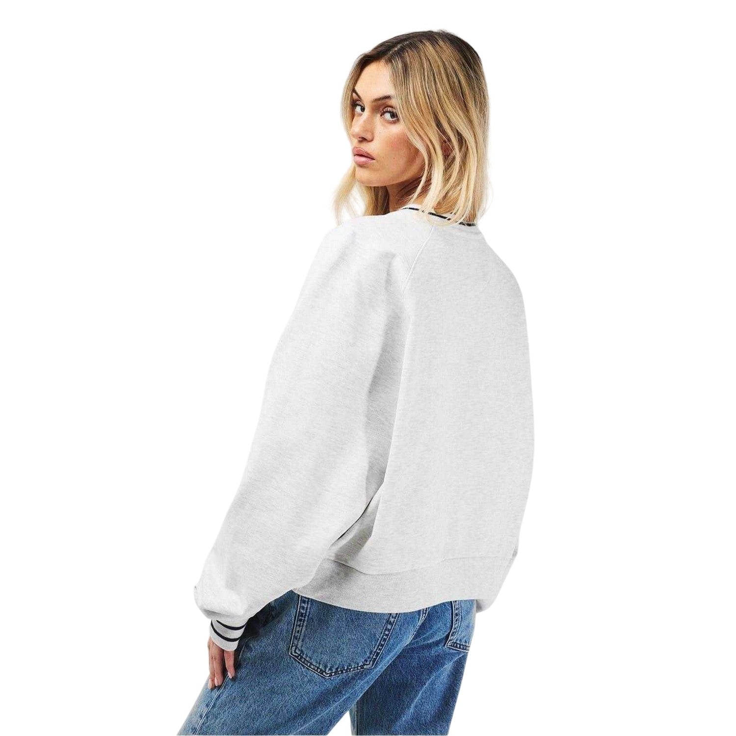 Light Heather - Back - Jack Wills Womens-Ladies Crew Neck Relaxed Fit Long-Sleeved Sweatshirt
