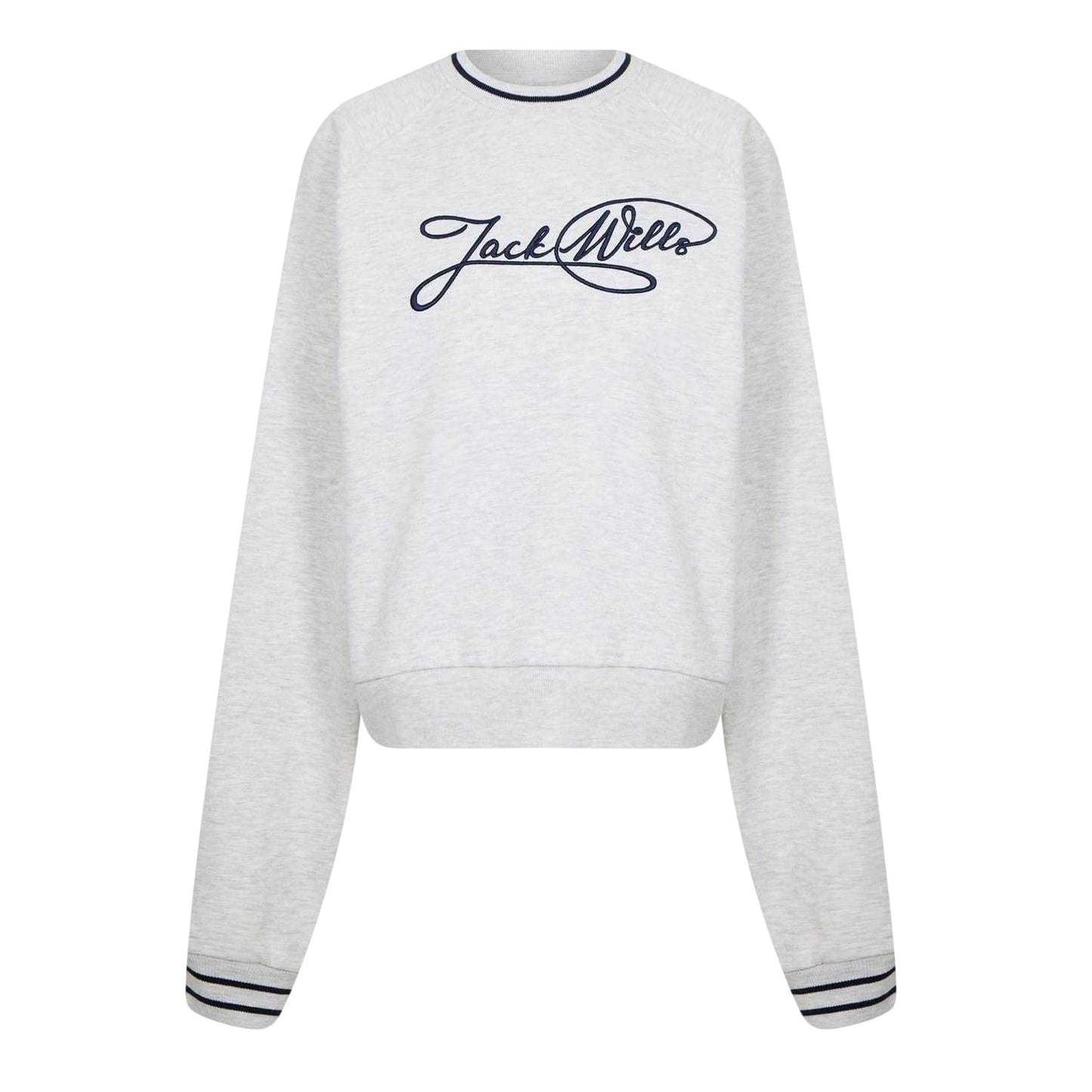 Light Heather - Front - Jack Wills Womens-Ladies Crew Neck Relaxed Fit Long-Sleeved Sweatshirt