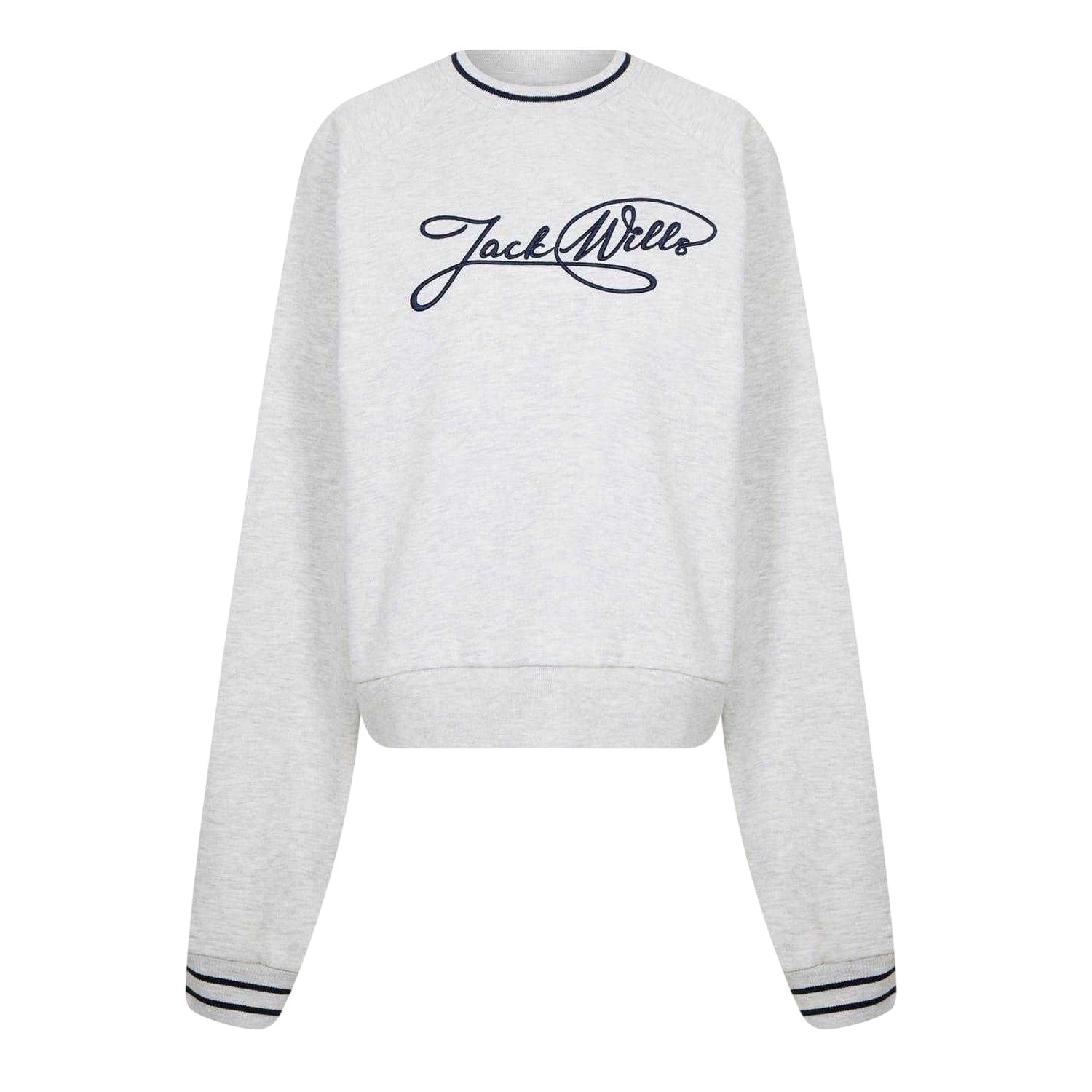 Light Heather - Front - Jack Wills Womens-Ladies Crew Neck Relaxed Fit Long-Sleeved Sweatshirt