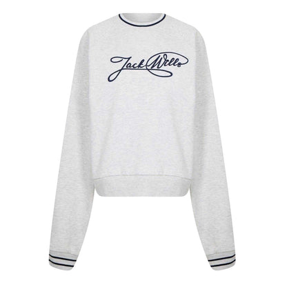 Light Heather - Front - Jack Wills Womens-Ladies Crew Neck Relaxed Fit Long-Sleeved Sweatshirt