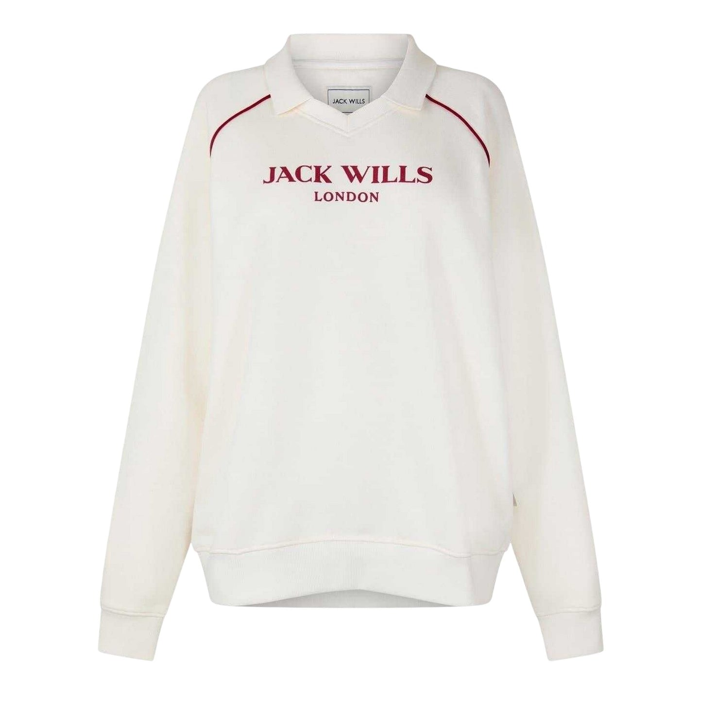 Vintage White - Front - Jack Wills Womens-Ladies Relaxed Fit Polo Sweatshirt