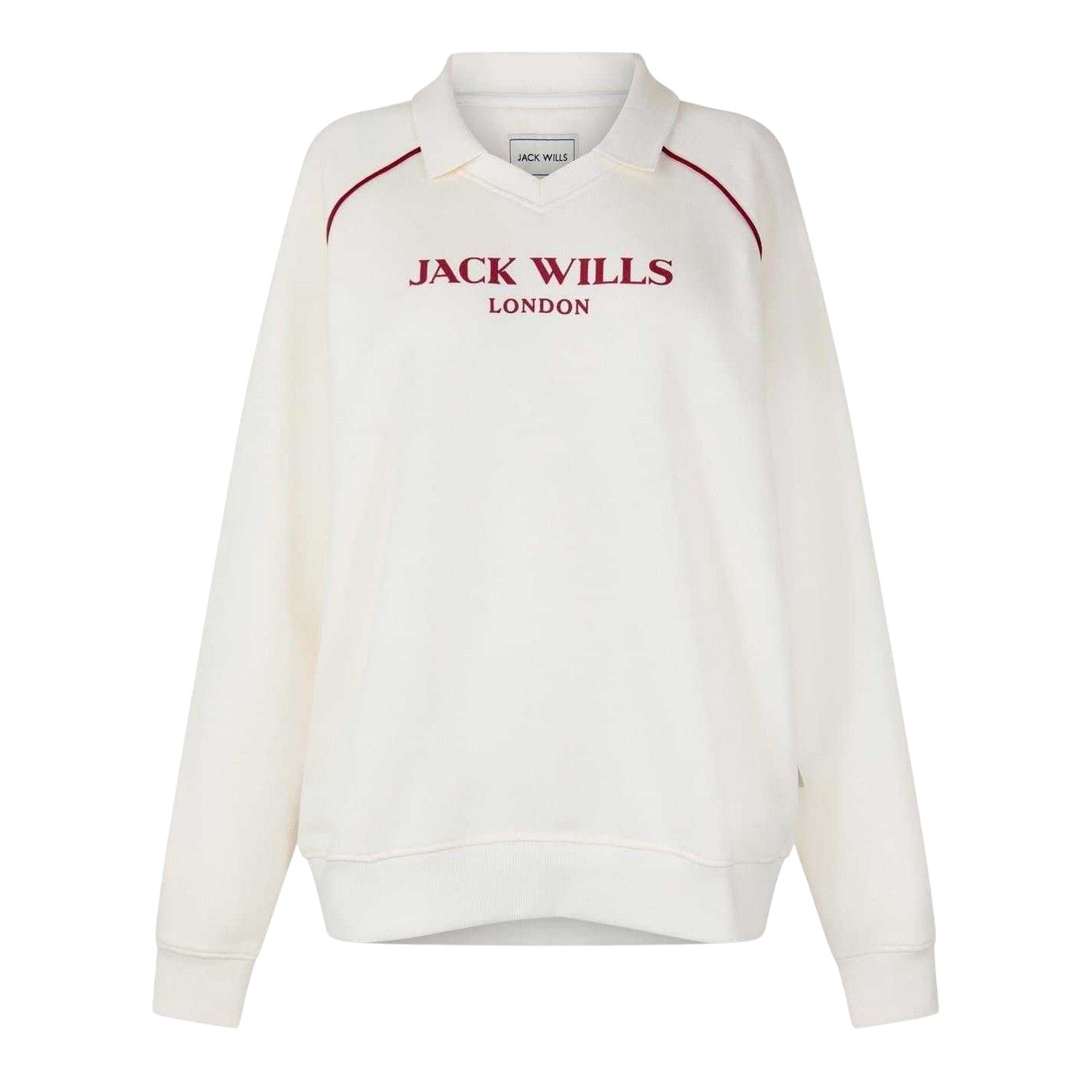 Vintage White - Front - Jack Wills Womens-Ladies Relaxed Fit Polo Sweatshirt