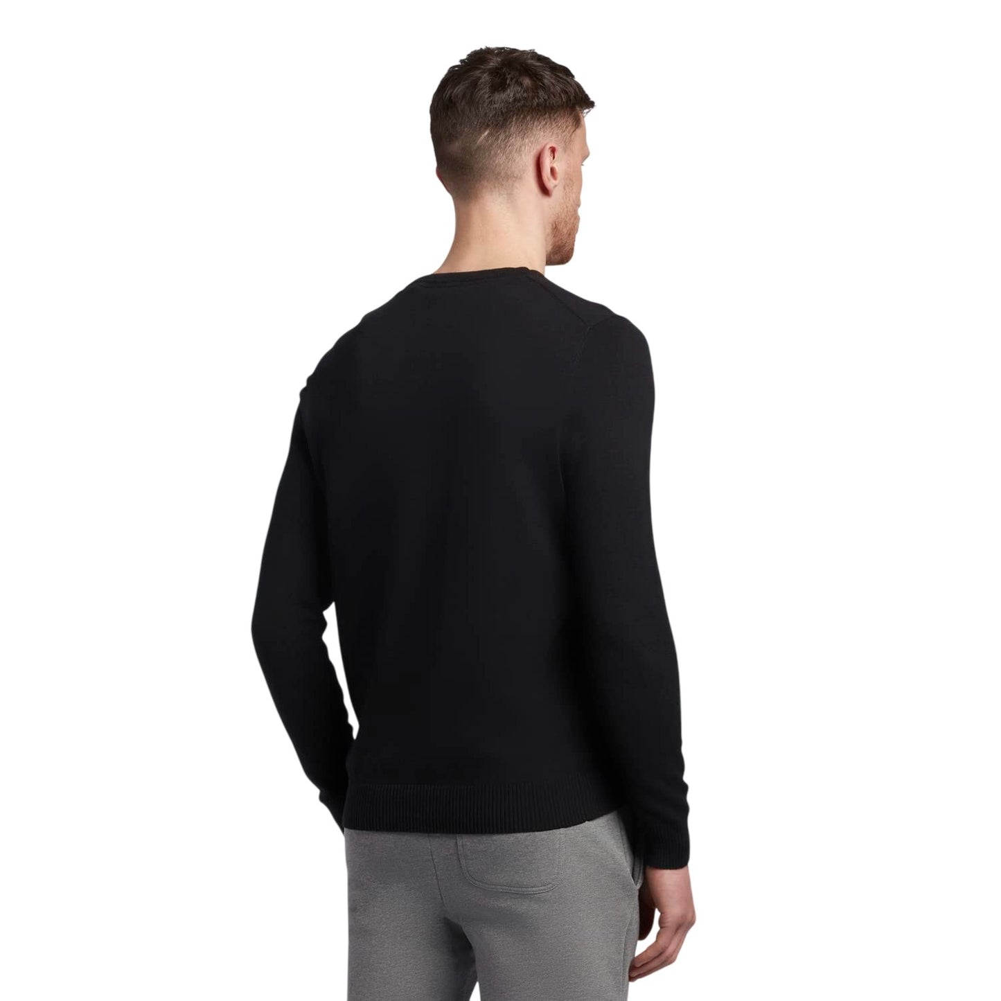 Jet Black - Back - Lyle & Scott Mens Logo Collared Jumper