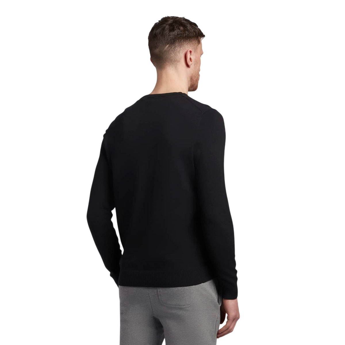 Jet Black - Back - Lyle & Scott Mens Logo Collared Jumper