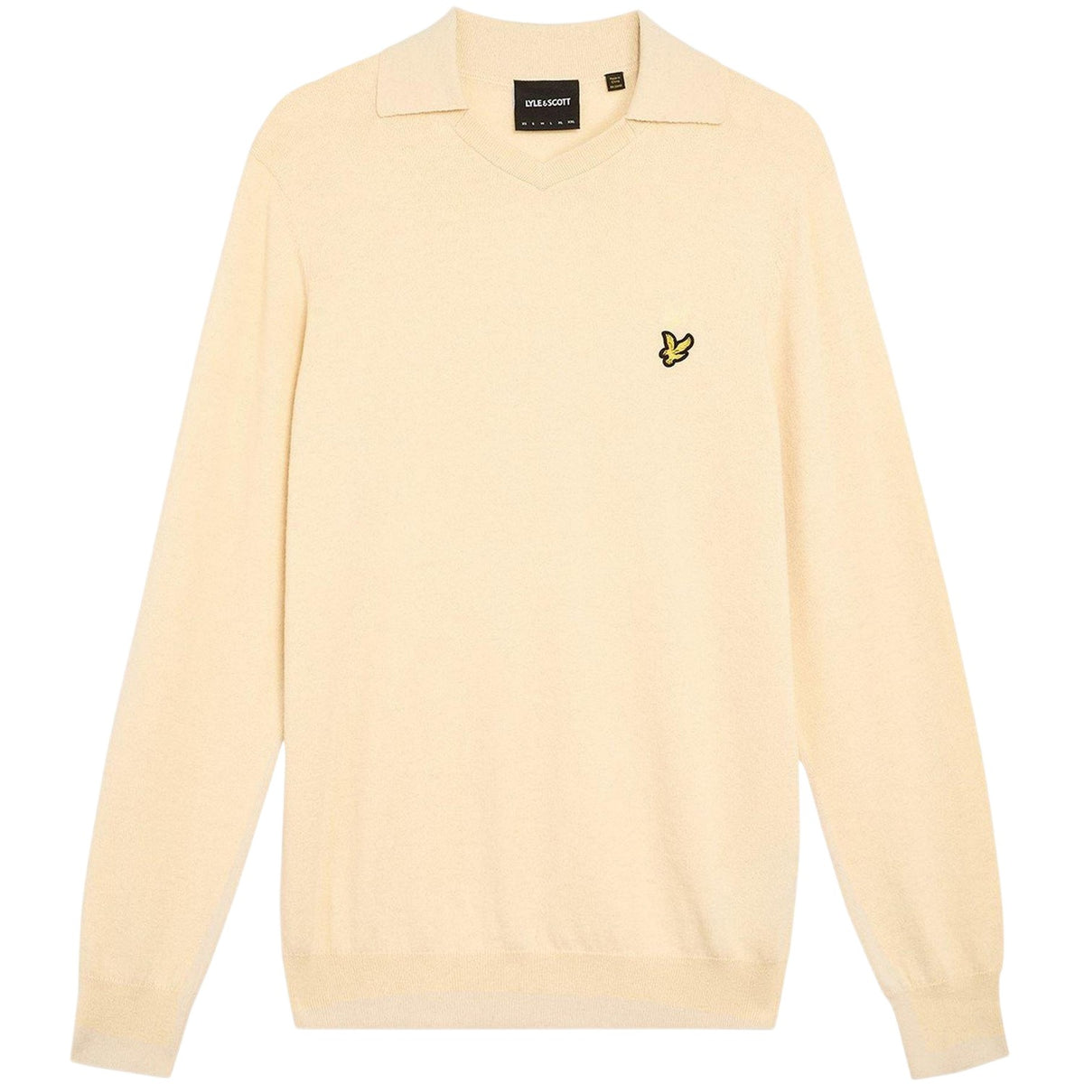 Yellow - Front - Lyle & Scott Mens Logo Collared Jumper