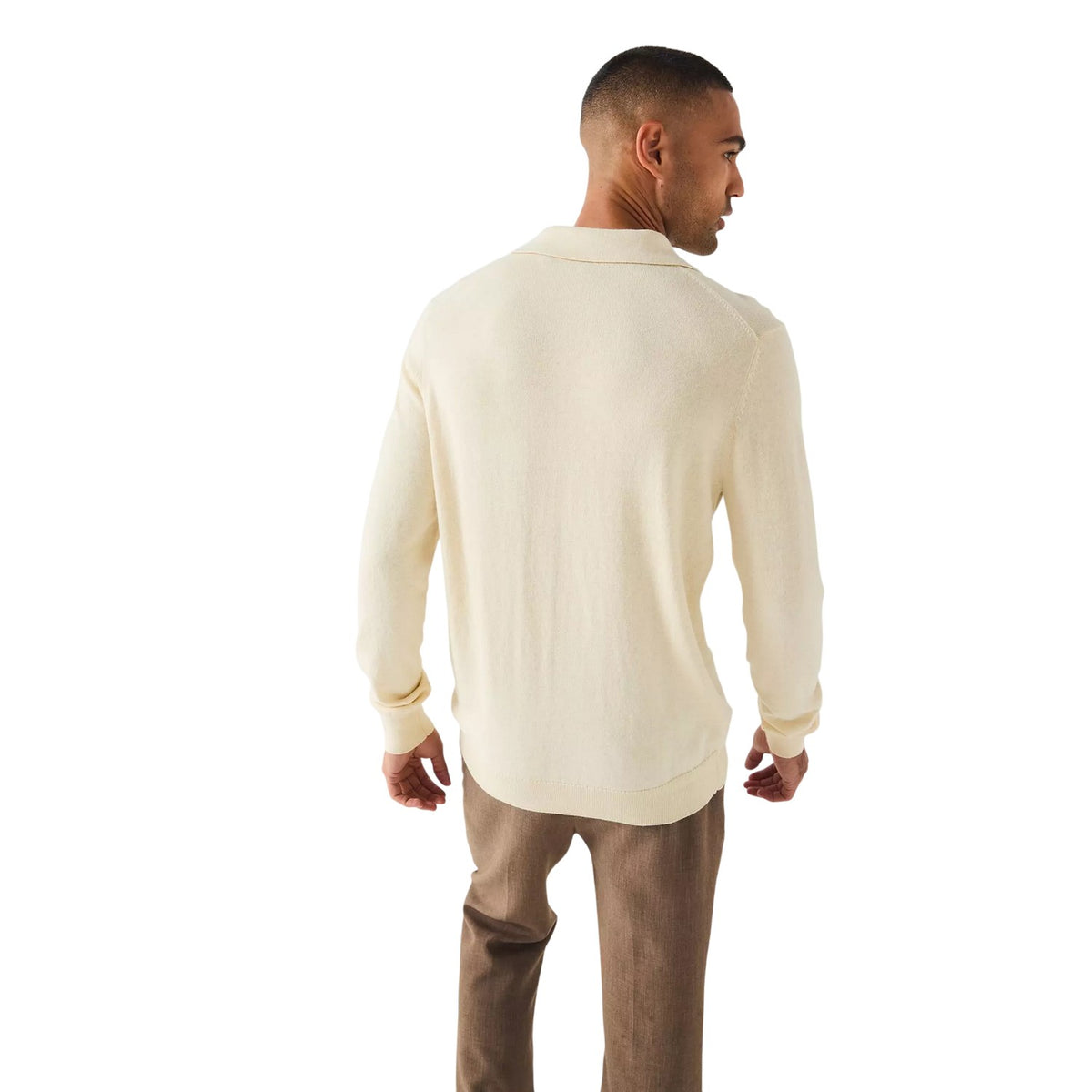 Yellow - Back - Lyle & Scott Mens Logo Collared Jumper